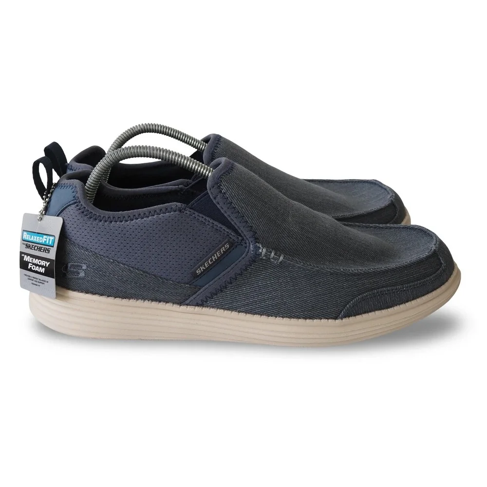 Skechers Delton Relaxed Fit Slip-on Loafers Mens 9 65751SA Navy Canvas Shoes